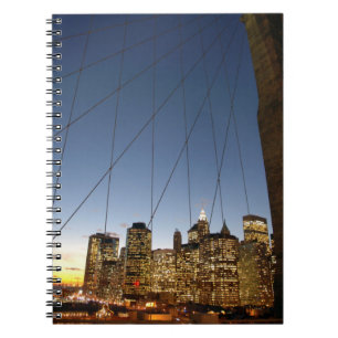 Brooklyn Bridge At Dusk With Manhattan Skyline Notebook