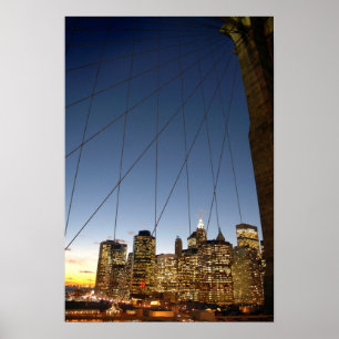Brooklyn Bridge At Dusk With Manhattan Skyline Poster