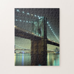 Brooklyn Bridge at night Manhattan Bridge Jigsaw Puzzle