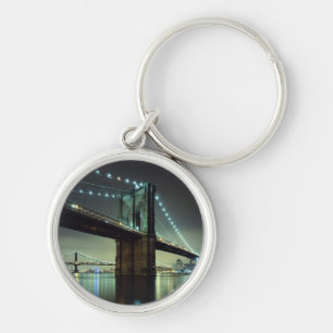 Brooklyn Bridge at night Manhattan Bridge Key Ring