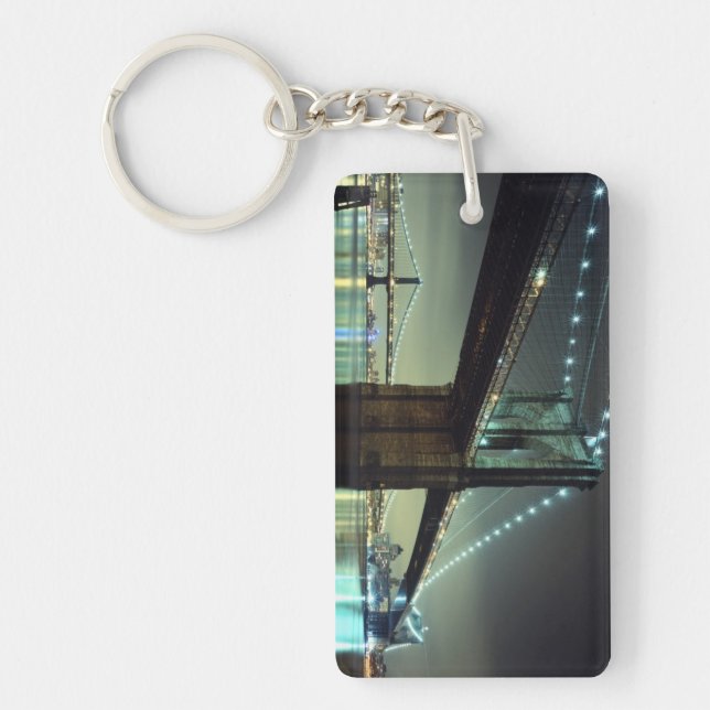 Brooklyn Bridge at night  Manhattan Bridge Key Ring (Front)