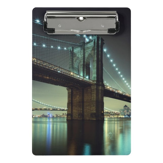 Brooklyn Bridge at night  Manhattan Bridge Mini Clipboard (Front)