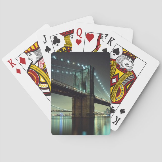 Brooklyn Bridge at night  Manhattan Bridge Playing Cards (Back)