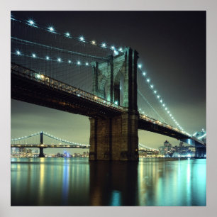 Brooklyn Bridge at night  Manhattan Bridge Poster