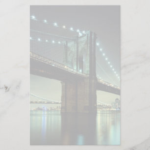 Brooklyn Bridge at night Manhattan Bridge Stationery