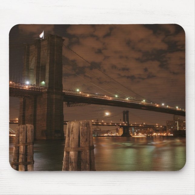 Brooklyn Bridge at Night Mouse Pad (Front)