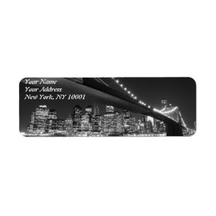 Brooklyn Bridge at Night, New York City Return Address Label