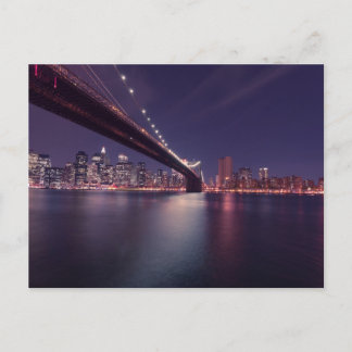 Brooklyn Bridge at Night - NYC Skyline Postcard
