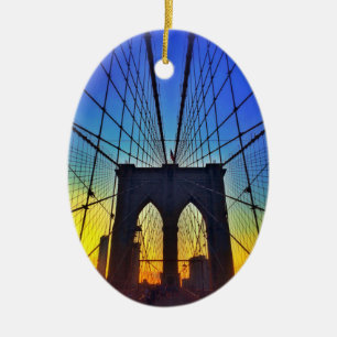 Brooklyn Bridge At Sunset Ceramic Tree Decoration