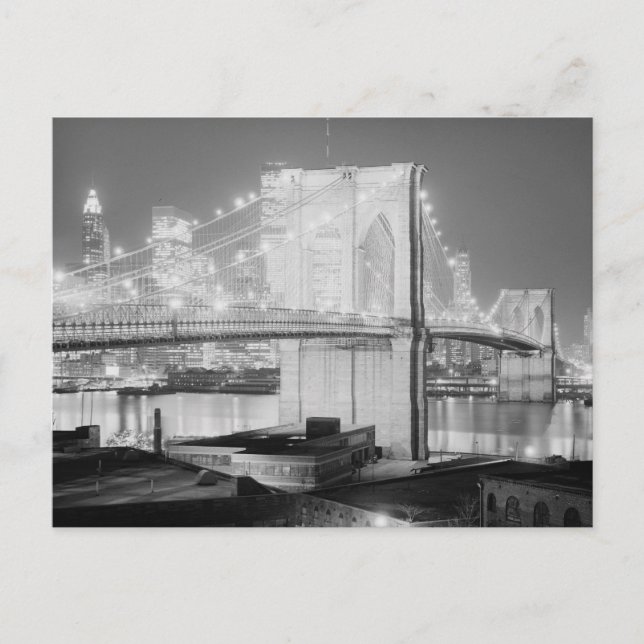 Brooklyn Bridge Black & White Postcard (Front)