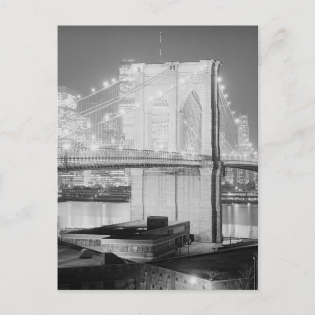 Brooklyn Bridge Black & White Postcard (Front)