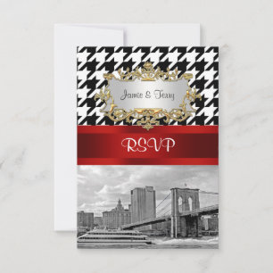 Brooklyn Bridge Blk Wht Houndstooth RSVP 1 Card