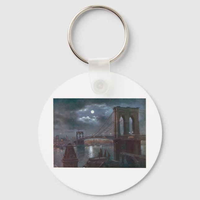 Brooklyn Bridge by Moonlight Key Ring (Front)