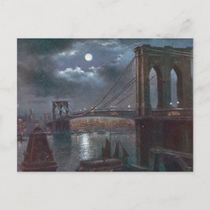 Brooklyn Bridge by Moonlight Postcard