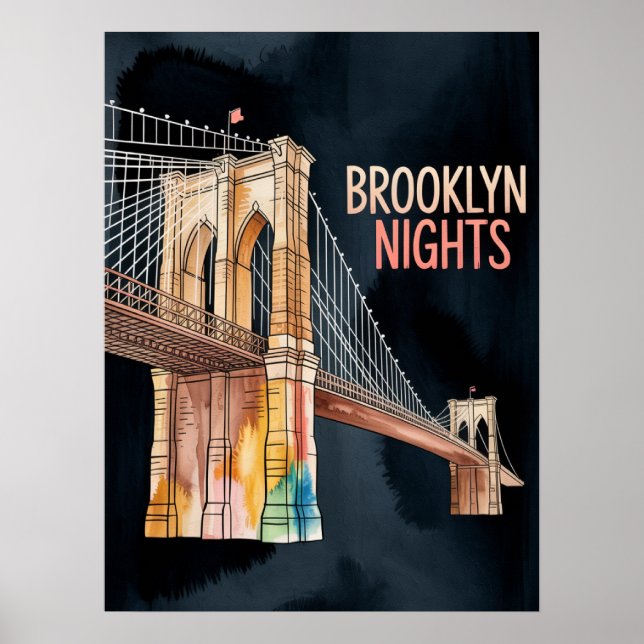 Brooklyn bridge by night in dumbo poster (Front)