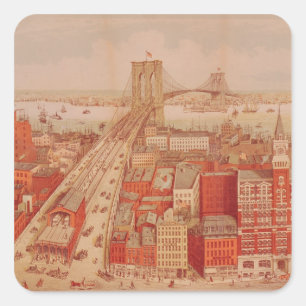 Brooklyn Bridge, c.1883 Square Sticker