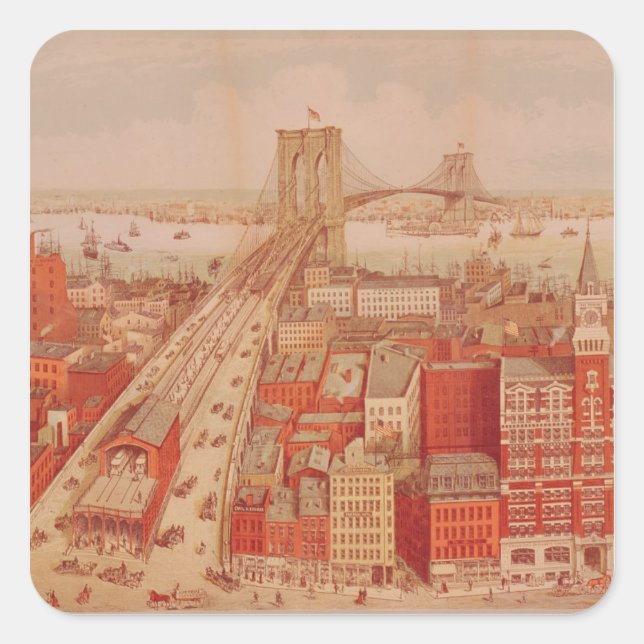 Brooklyn Bridge, c.1883 Square Sticker (Front)