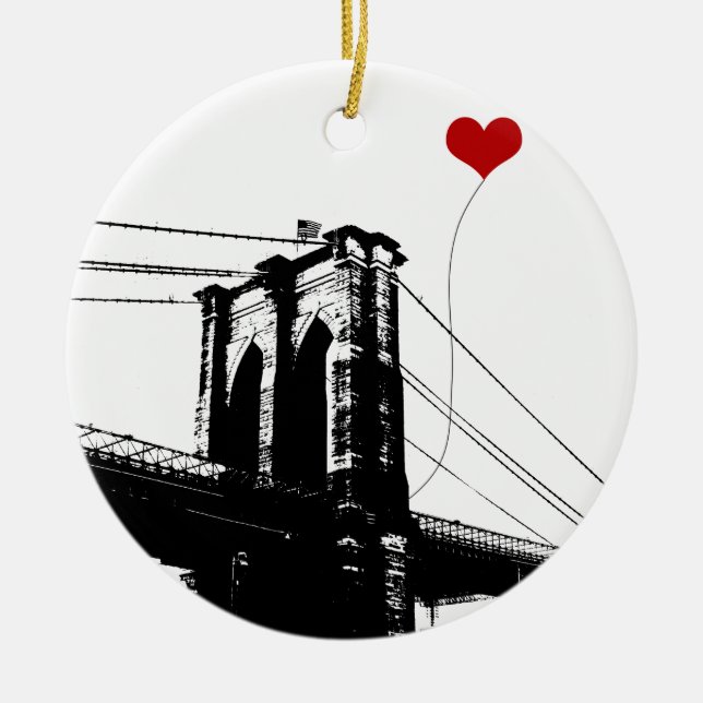 Brooklyn Bridge Ceramic Tree Decoration (Front)