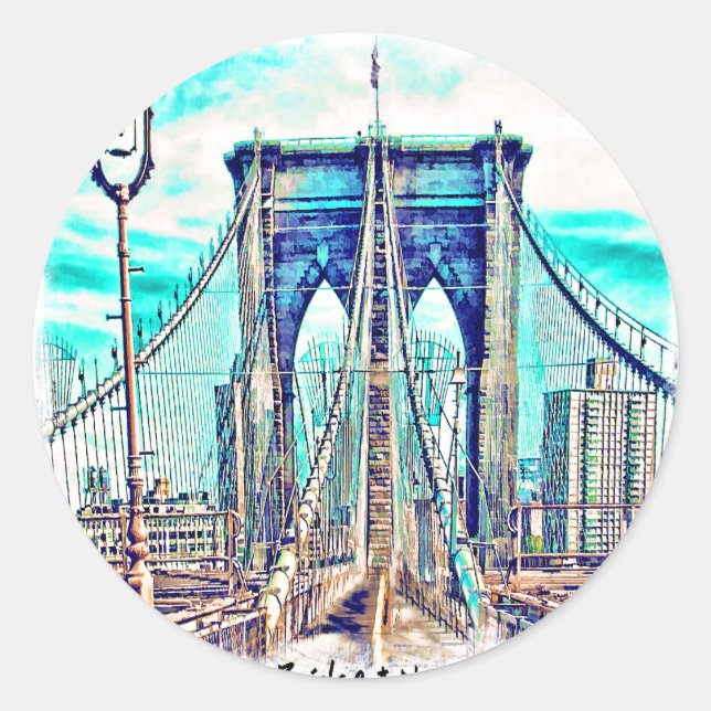 Brooklyn Bridge Classic Round Sticker (Front)