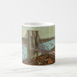 Brooklyn Bridge Colour Postcard Coffee Mug