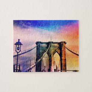 Brooklyn Bridge - Colourful - New York City Jigsaw Puzzle