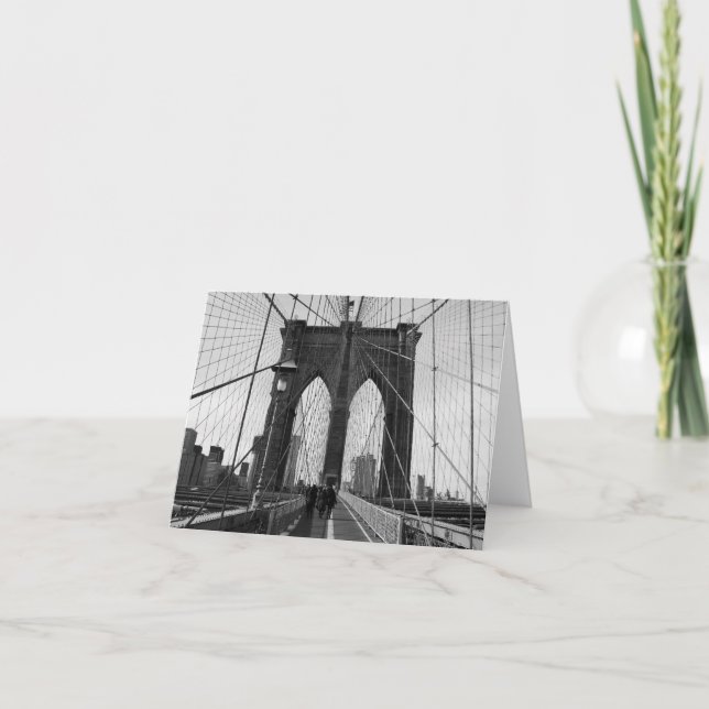 Brooklyn Bridge Crossing Note Card (Front)