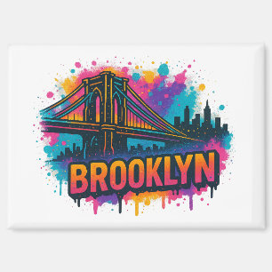 Brooklyn Bridge Graffiti Pop Art – Colourful Urban Magnet