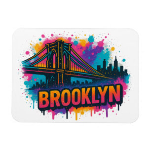 Brooklyn Bridge Graffiti Pop Art – Colourful Urban Magnet