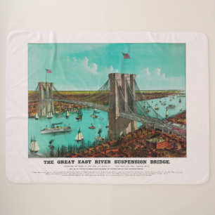 Brooklyn Bridge Great East River Suspension Brid Sherpa Blanket