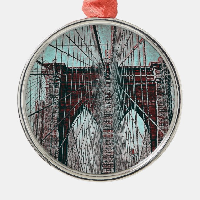 Brooklyn Bridge in NYC Metal Tree Decoration (Front)