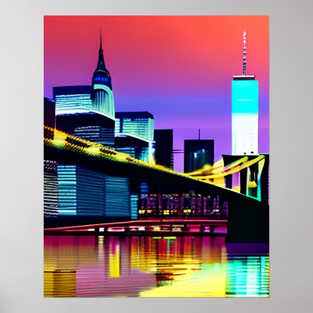 Brooklyn Bridge in the Evening / at Night  Poster (Front)