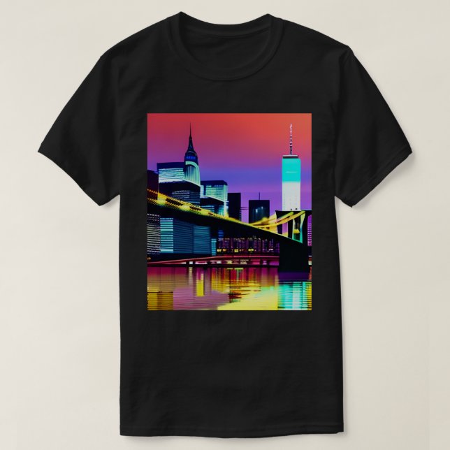 Brooklyn Bridge in the Evening / at Night  T-Shirt (Design Front)