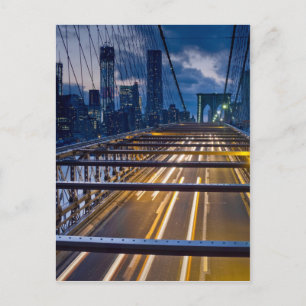 Brooklyn Bridge Lights at Night Postcard