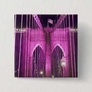 Brooklyn Bridge Lit Purple 15 Cm Square Badge