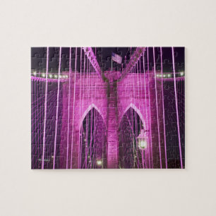 Brooklyn Bridge Lit Purple Jigsaw Puzzle