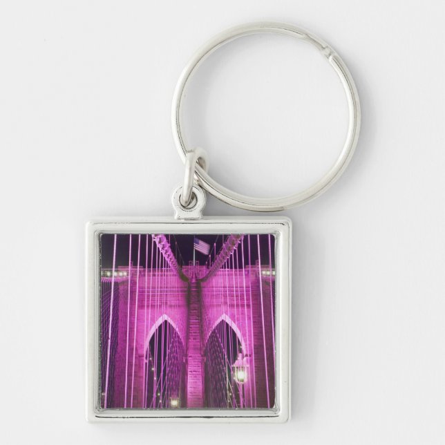 Brooklyn Bridge Lit Purple Key Ring (Front)
