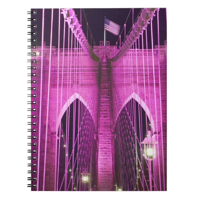 Brooklyn Bridge Lit Purple Notebook (Front)