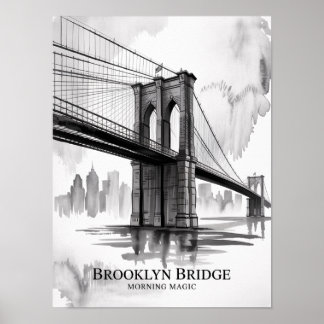 Brooklyn Bridge Morning Magic Ink Poster