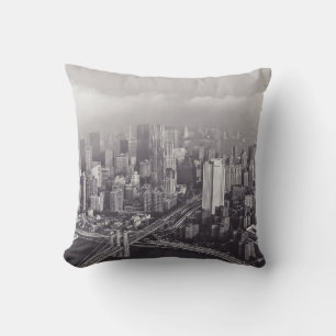 BROOKLYN BRIDGE NEW YORK A FOGGY DAY CUSHION
