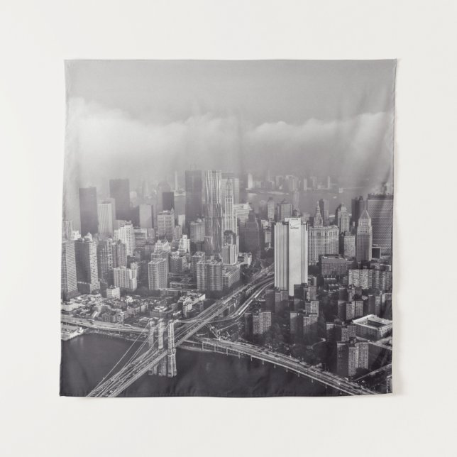 BROOKLYN BRIDGE NEW YORK A FOGGY DAY TAPESTRY (Front)