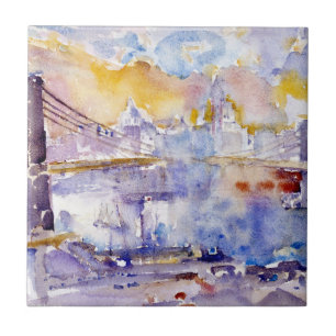 Brooklyn Bridge (New York City) (by John Marin) Ceramic Tile