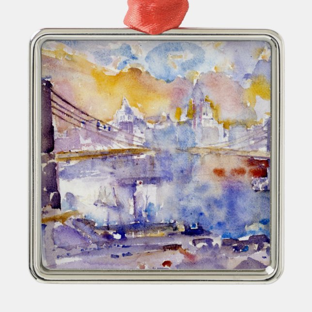 Brooklyn Bridge (New York City) (by John Marin) Metal Ornament (Front)