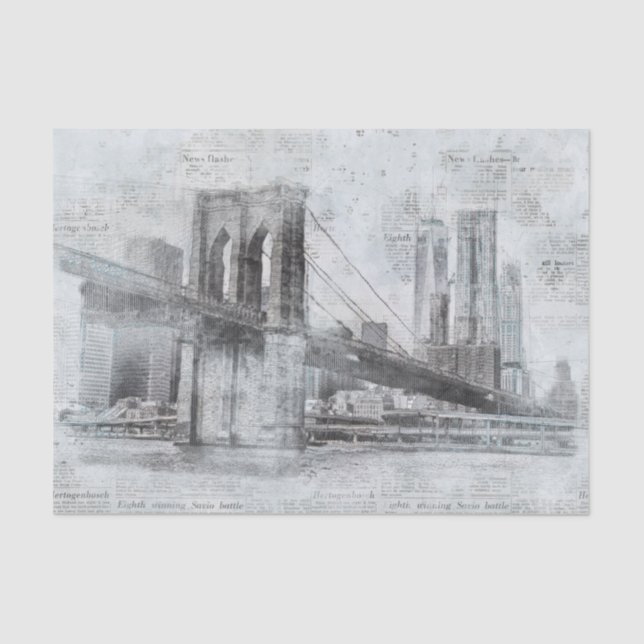 Brooklyn Bridge New York City Digital Manipulation Tissue Paper (Front)