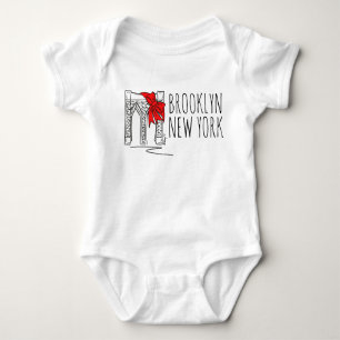 Brooklyn Bridge New York City NYC Christmas Bow Baby Bodysuit