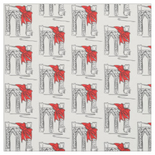 Brooklyn Bridge New York City NYC Christmas Bow Fabric