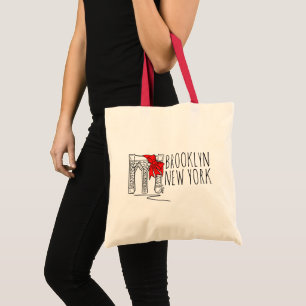 Brooklyn Bridge New York City NYC Red Holiday Tote Bag
