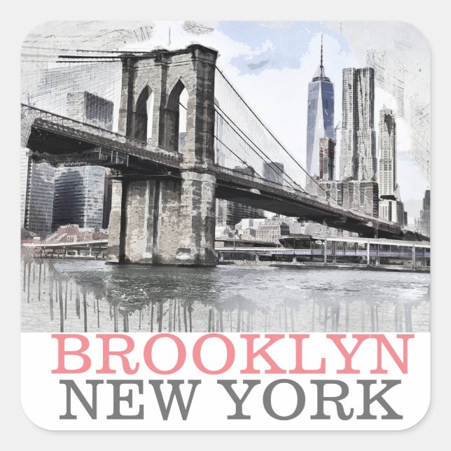 Brooklyn Bridge New York City Square Sticker (Front)