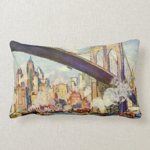 Brooklyn Bridge New York Colourful Artistic Lumbar Cushion