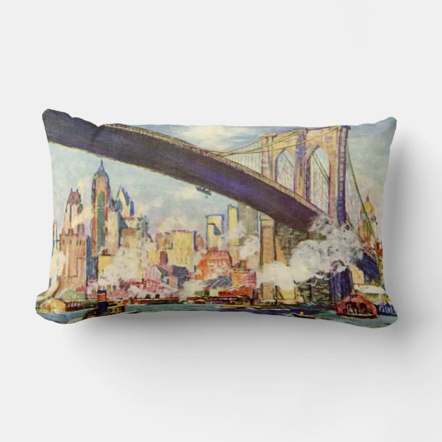 Brooklyn Bridge New York Colourful Artistic Lumbar Cushion (Front)