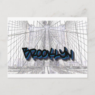 Brooklyn Bridge, New York Graffiti, Street Art Postcard